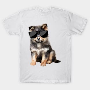 Finnish Lapphund Puppy Wearing Sunglasses T-Shirt